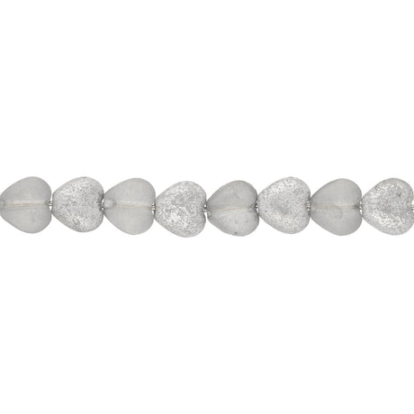 Recycelte Glasperlen "Hearts" - Rough Silver - PerlineBeads