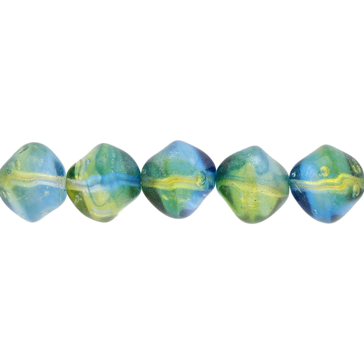 Recycelte Glasperlen "Organic Bicone" - Green & Blue - PerlineBeads