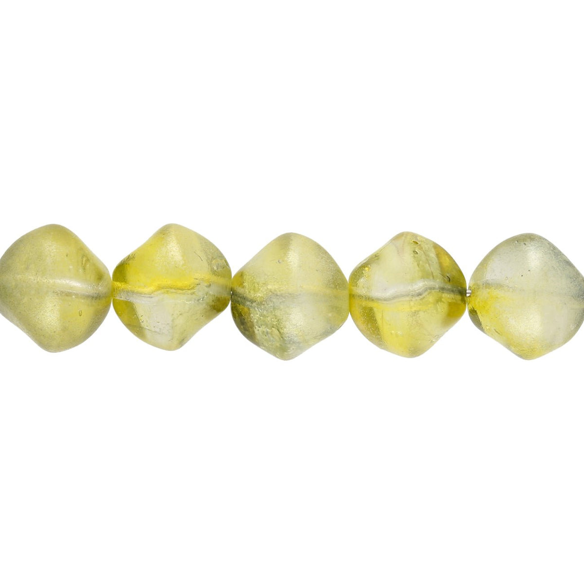 Recycelte Glasperlen "Organic Bicone" - Green & Yellow - PerlineBeads