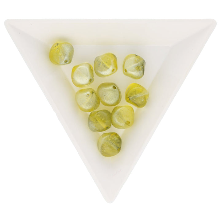 Recycelte Glasperlen "Organic Bicone" - Green & Yellow - PerlineBeads