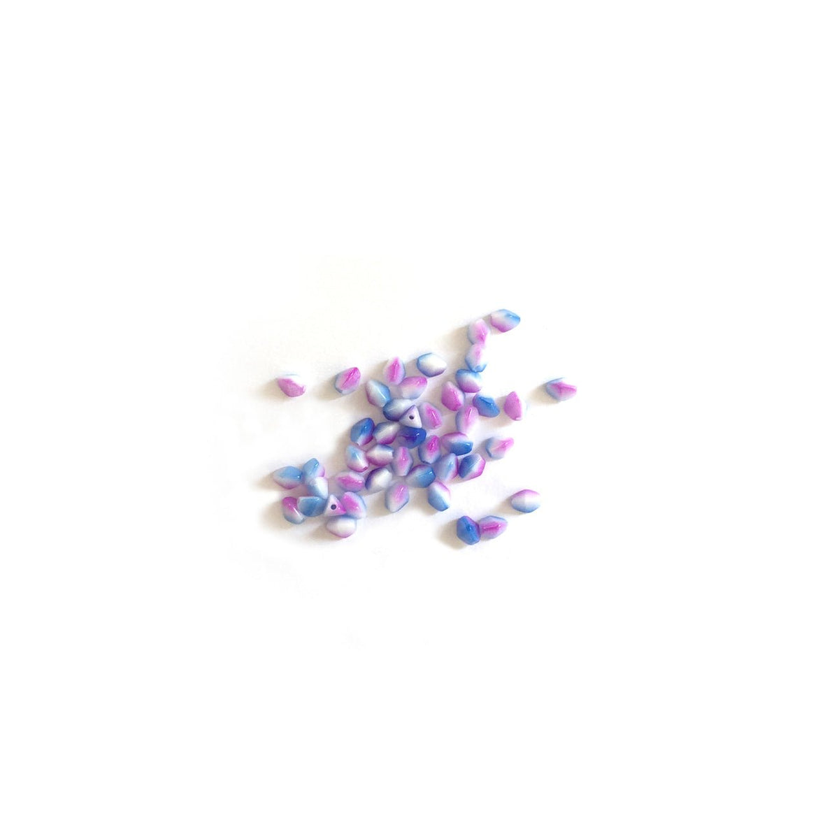 Recycelte Glasperlen "Tiny Bicone" - Blue White Fuchsia - PerlineBeads
