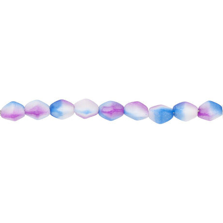 Recycelte Glasperlen "Tiny Bicone" - Blue White Fuchsia - PerlineBeads