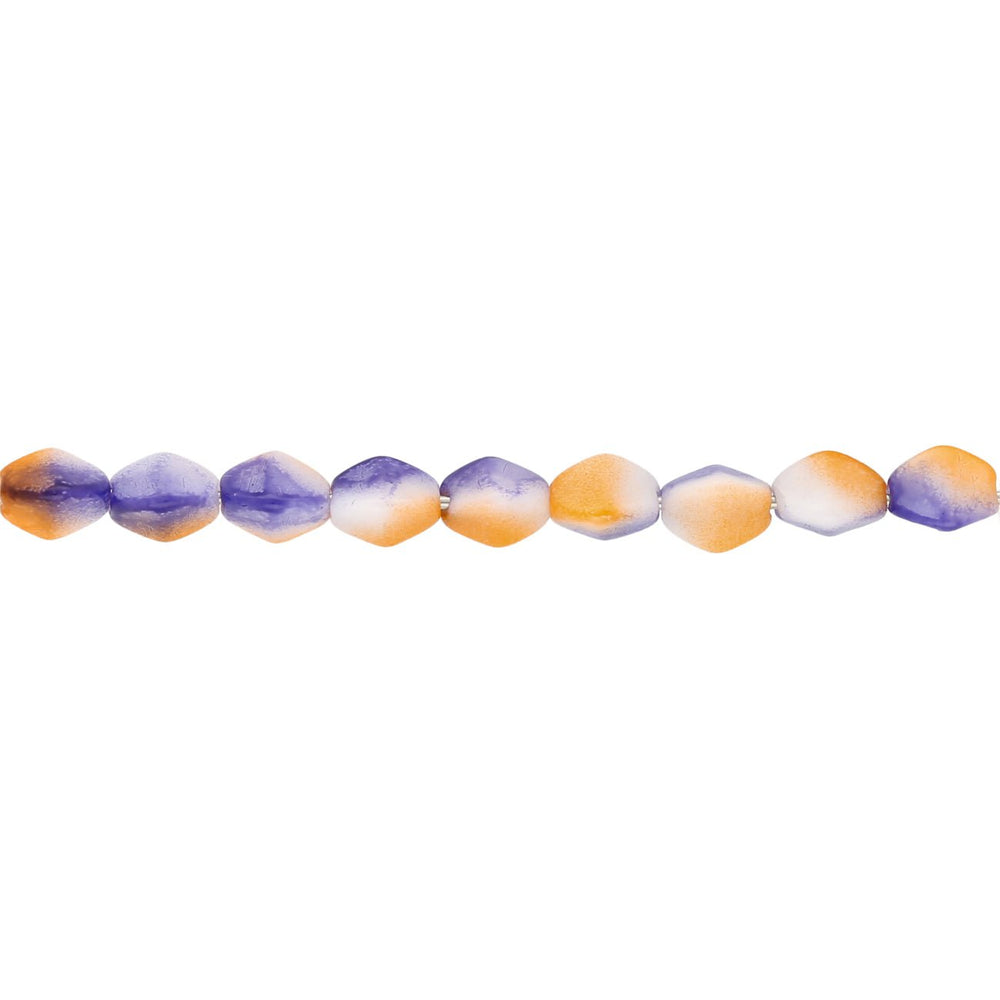 Recycelte Glasperlen "Tiny Bicone" - Orange White Purple - PerlineBeads