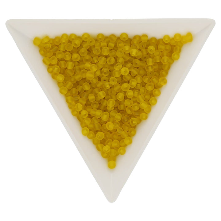 Rocailles Glasperlen 3 mm unregelmässige Grösse – Frosted Yellow - PerlineBeads