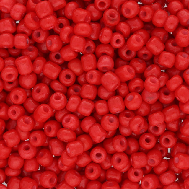 Rocailles Glasperlen 3 mm unregelmässige Grösse – Opaque Red - PerlineBeads