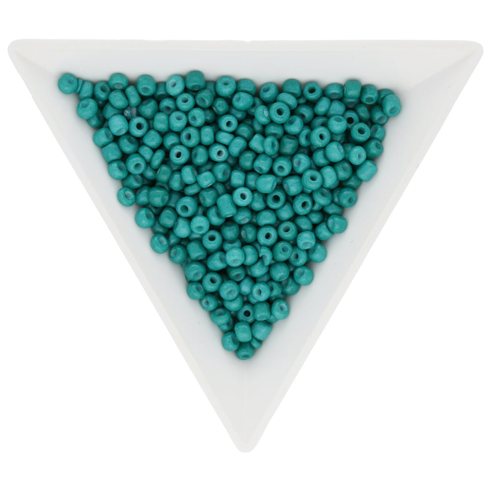 Rocailles Glasperlen 3 mm unregelmässige Grösse – Opaque Teal - PerlineBeads