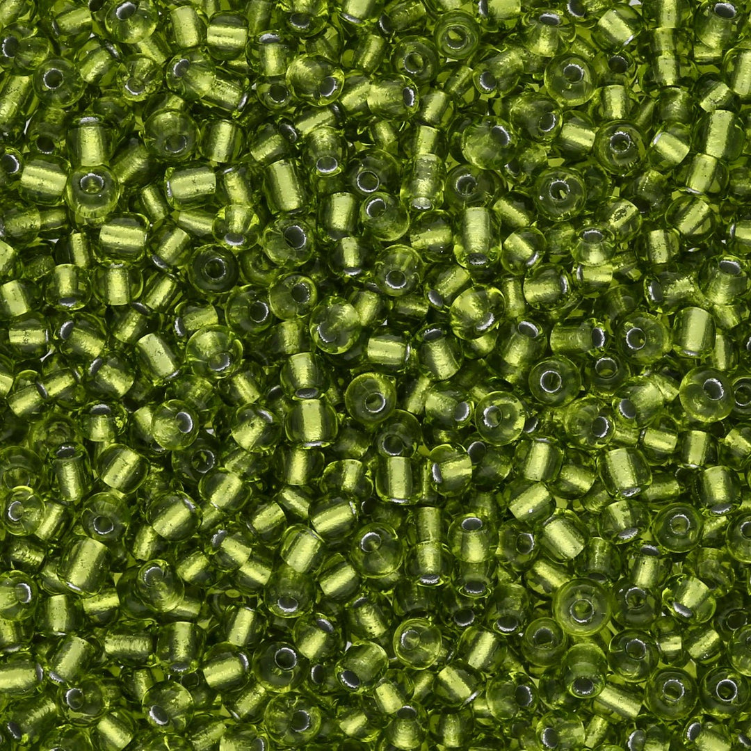 Rocailles Glasperlen 3 mm unregelmässige Grösse – Silver Lined Yellow Green - PerlineBeads