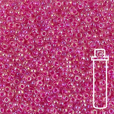 Rocailles-Perlen Miyuki 11/0 – Fuchsia Lined Crystal AB - PerlineBeads