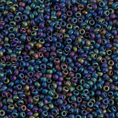 Rocailles-Perlen Miyuki 11/0 – Matte Black AB - PerlineBeads