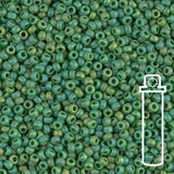 Rocailles-Perlen Miyuki 11/0 – Matte Opaque Green AB - PerlineBeads