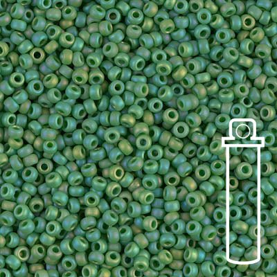 Rocailles-Perlen Miyuki 11/0 – Matte Opaque Green AB - PerlineBeads