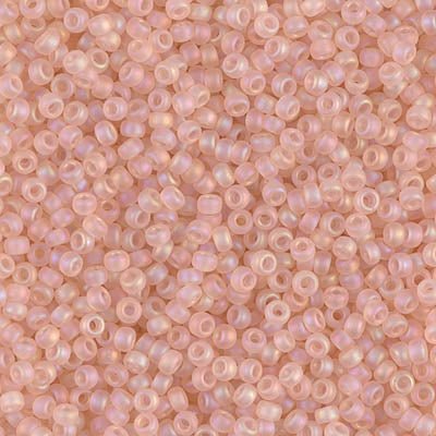 Rocailles-Perlen Miyuki 11/0 – Matte Transparent Light Tea Rose AB - PerlineBeads