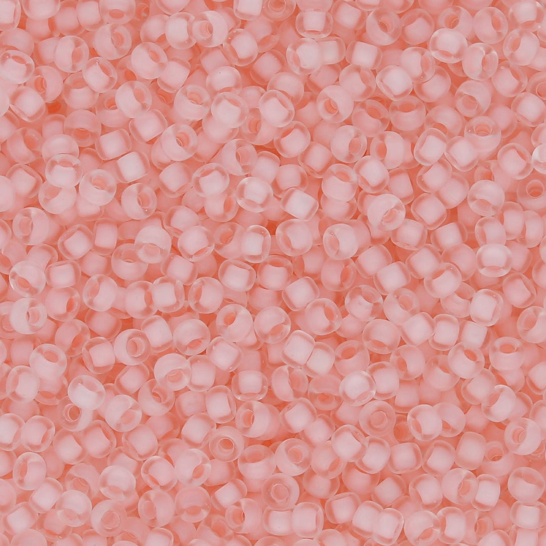 Rocailles-Perlen Miyuki 11/0 – Semi-Matte Pale Pink Lined Crystal - PerlineBeads