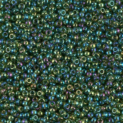 Rocailles-Perlen Miyuki 11/0 – Transparent Olive Green AB - PerlineBeads