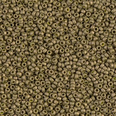Rocailles-Perlen Miyuki 15/0 – Matte Golden Olive Luster - PerlineBeads