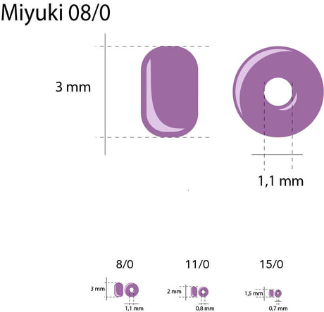 Rocailles-Perlen Miyuki 8/0 – Duracoat Opaque Dyed Rose - PerlineBeads
