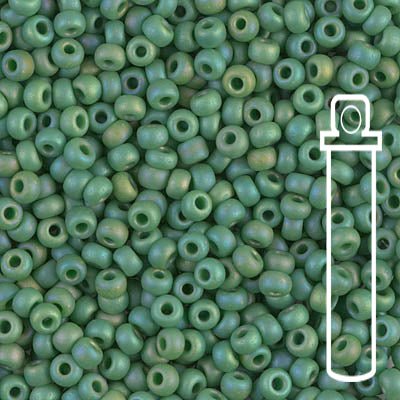 Rocailles-Perlen Miyuki 8/0 – Matte Opaque Green AB - PerlineBeads