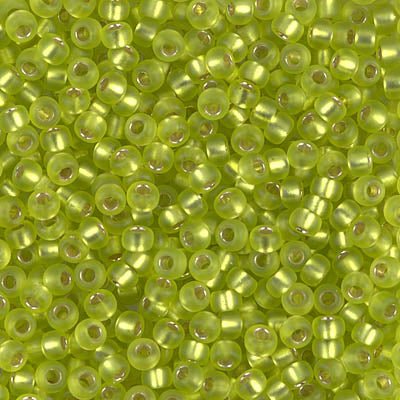 Rocailles-Perlen Miyuki 8/0 – Matte Silver-Lined Chartreuse - PerlineBeads