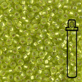 Rocailles-Perlen Miyuki 8/0 – Matte Silver-Lined Chartreuse - PerlineBeads