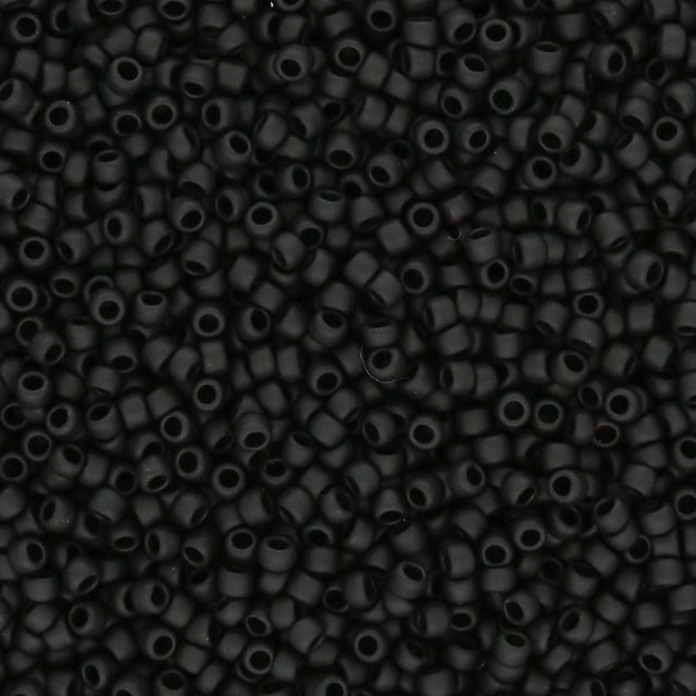 Rocailles-Perlen Toho 15/0 – Opaque Frosted Jet - PerlineBeads