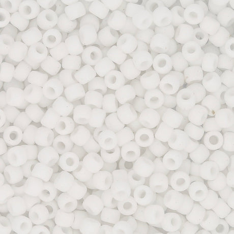 Rocailles-Perlen Toho 8/0 – Opaque-Frosted White - PerlineBeads