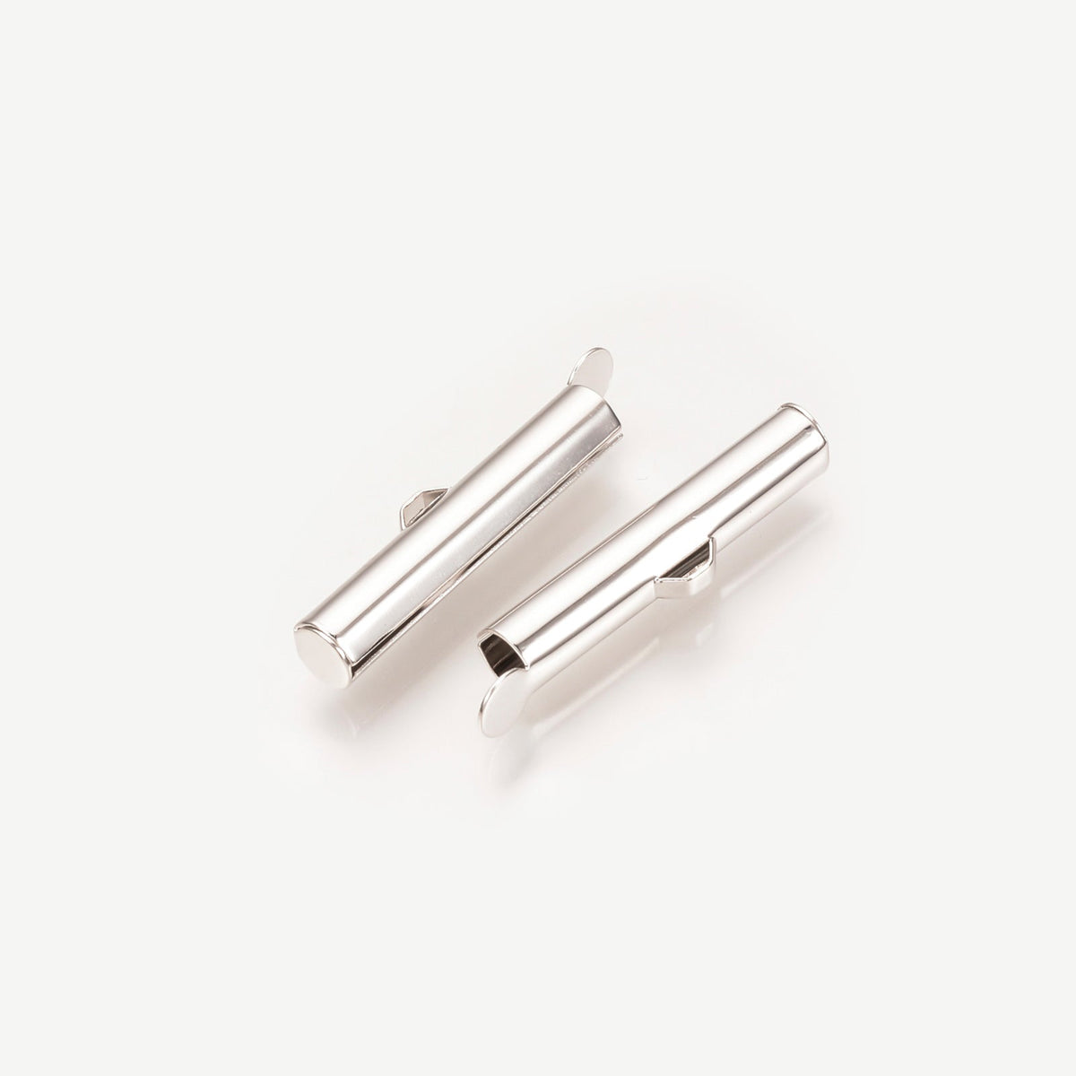 Röhrenförmiger Verschluss «Slide on» 30 mm – Farbe Platin - PerlineBeads