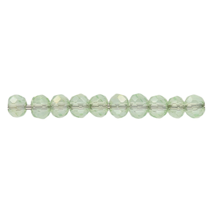 Rondellen aus facettiertem Glas 3x2 mm - Light Green - PerlineBeads