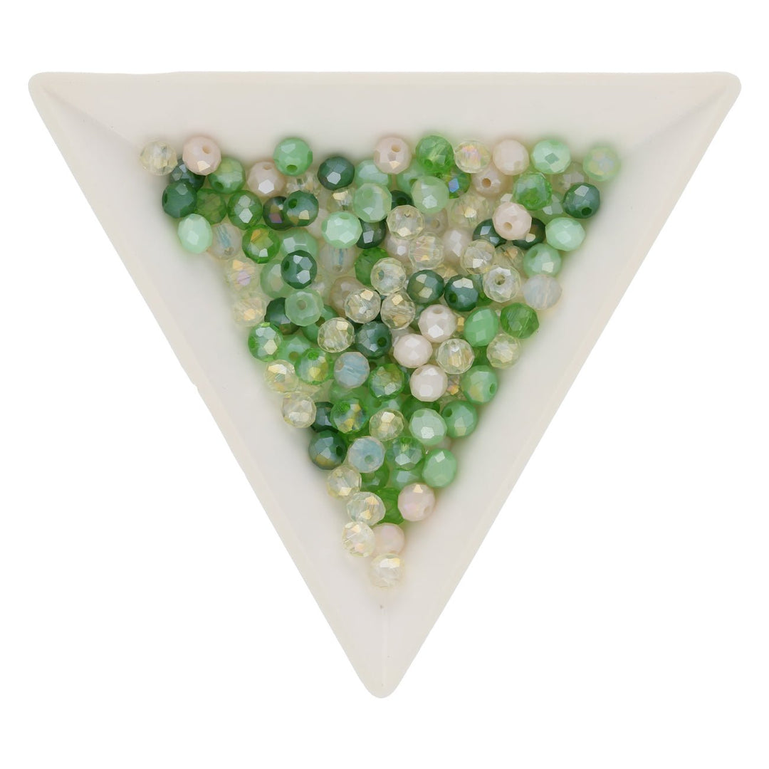 Rondellen aus facettiertem Glas 4,5x3,5 mm - Green Mix - PerlineBeads