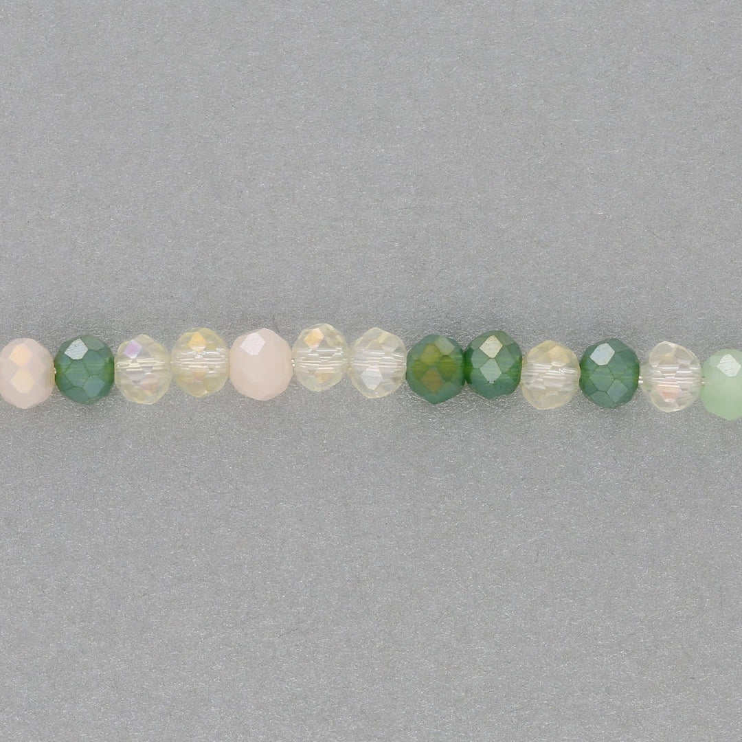 Rondellen aus facettiertem Glas 4,5x3,5 mm - Green Mix - PerlineBeads
