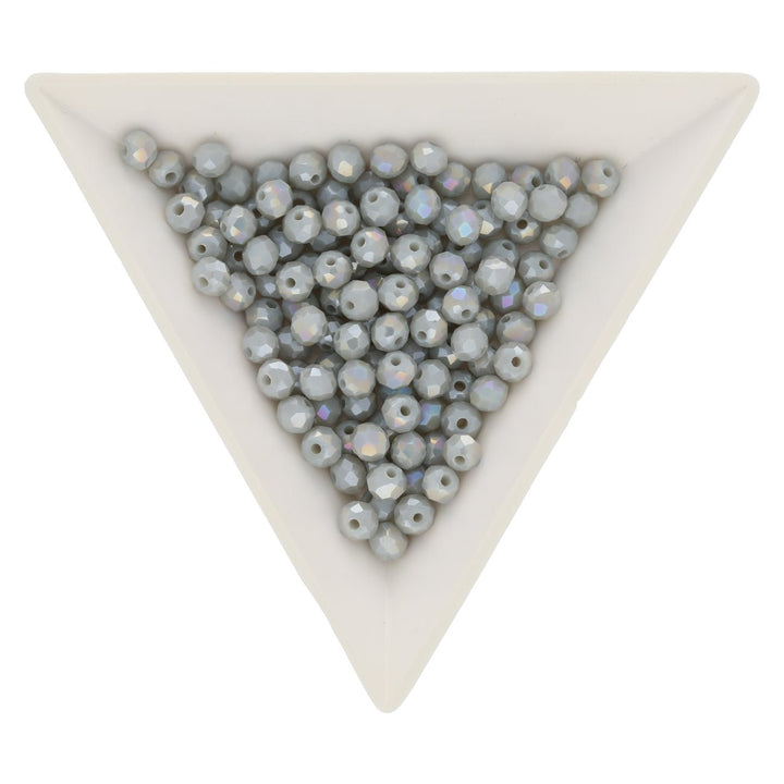 Rondellen aus facettiertem Glas 4x3 mm - Gainsboro - PerlineBeads