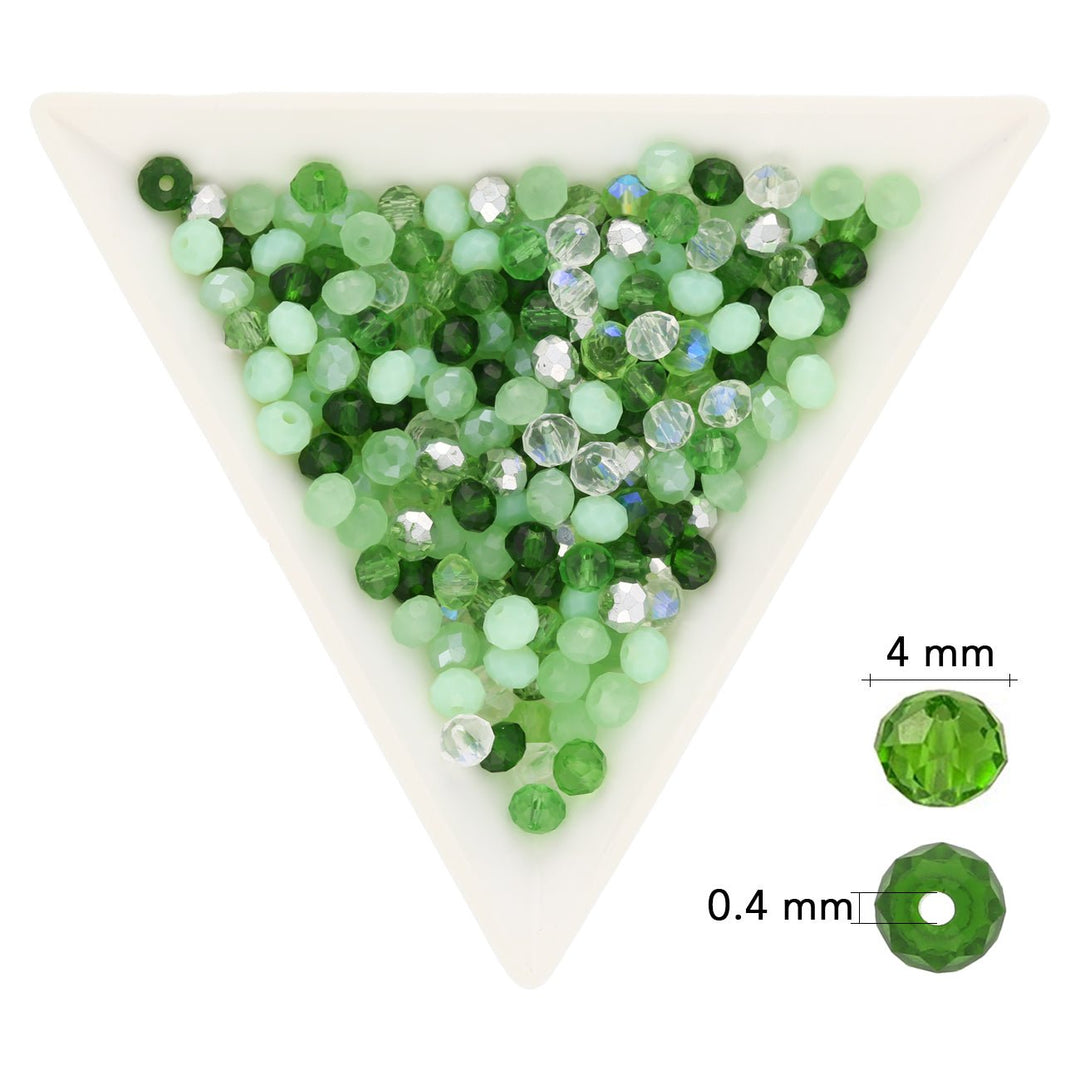 Rondellen aus facettiertem Glas 4x3 mm - Green Mix - PerlineBeads