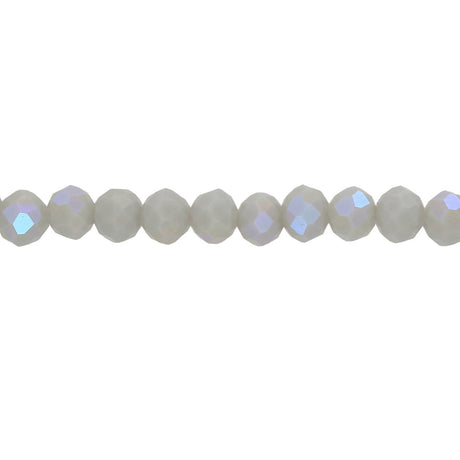 Rondellen aus facettiertem Glas 4x3 mm - Light Grey - PerlineBeads