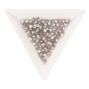 Rondellen aus facettiertem Glas 4x3 mm - Rosa/Silber - PerlineBeads