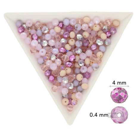 Rondellen aus facettiertem Glas 4x3 mm - Rose Mix - PerlineBeads