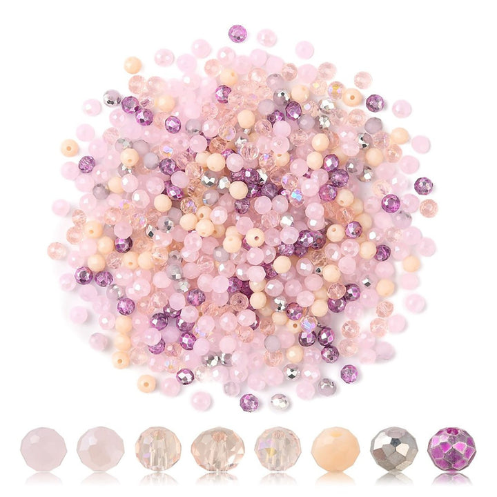 Rondellen aus facettiertem Glas 4x3 mm - Rose Mix - PerlineBeads