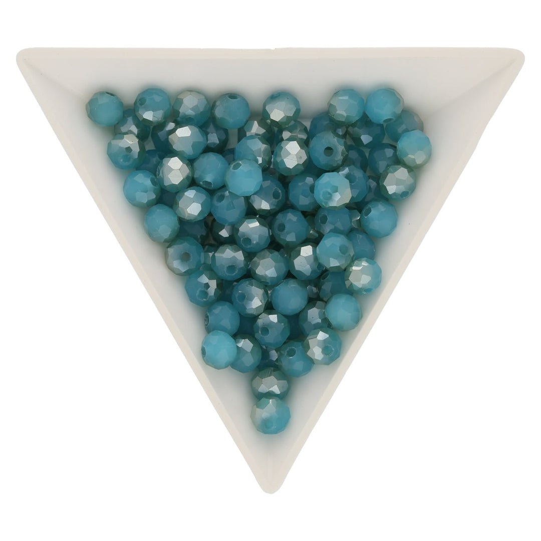 Rondellen aus facettiertem Glas 6x5 mm - Medium Turquoise - PerlineBeads