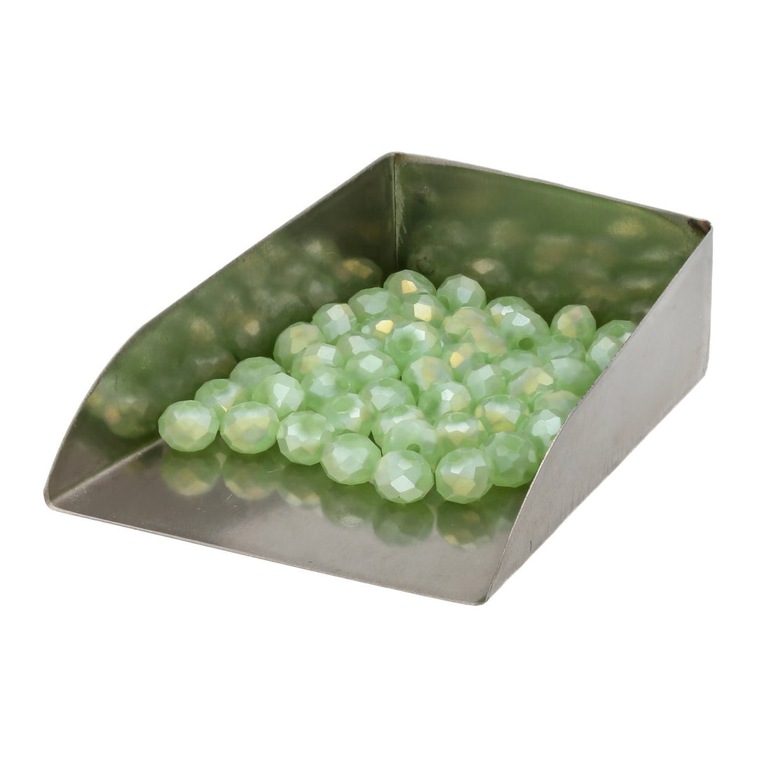 Rondellen aus facettiertem Glas 6x5 mm - Pale Green - PerlineBeads