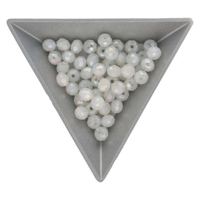 Rondellen aus facettiertem Glas 6x5 mm - Snow - PerlineBeads