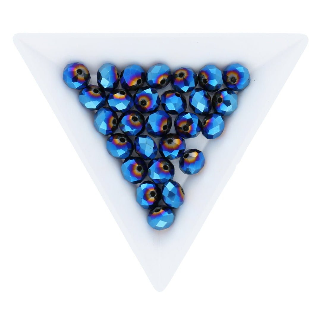 Rondellen aus facettiertem Glas 8x6 mm - Blau - PerlineBeads