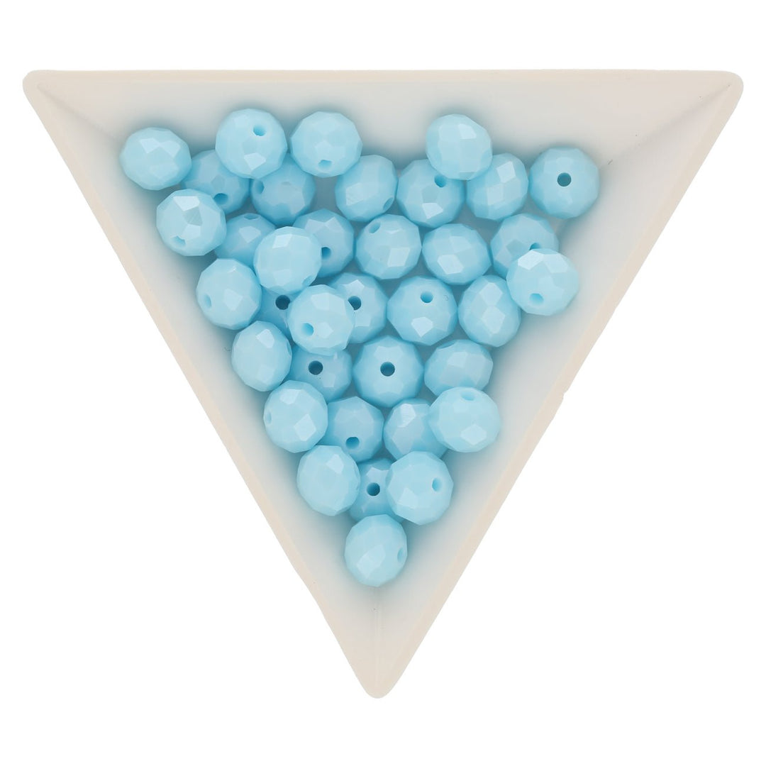 Rondellen aus facettiertem Glas 8x6 mm - Light Sky Blue - PerlineBeads