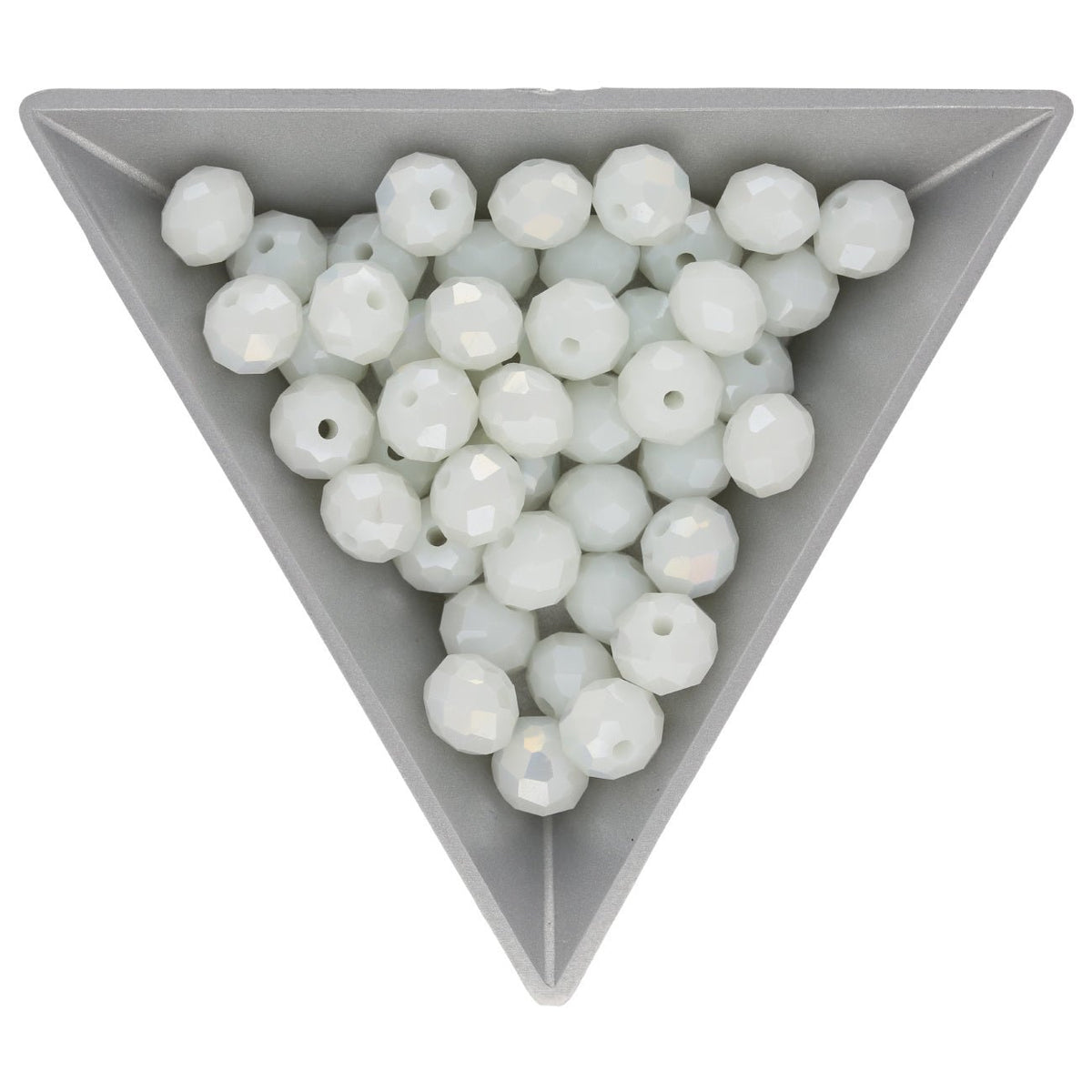 Rondellen aus facettiertem Glas 8x6 mm - White - PerlineBeads