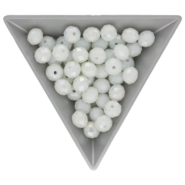 Rondellen aus facettiertem Glas 8x6 mm - White - PerlineBeads