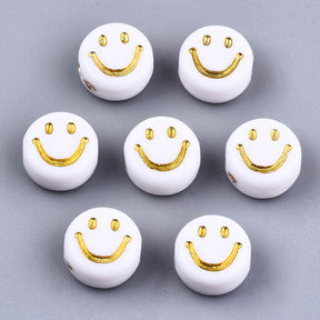 Runde flache Acrylperle - Smiley - PerlineBeads