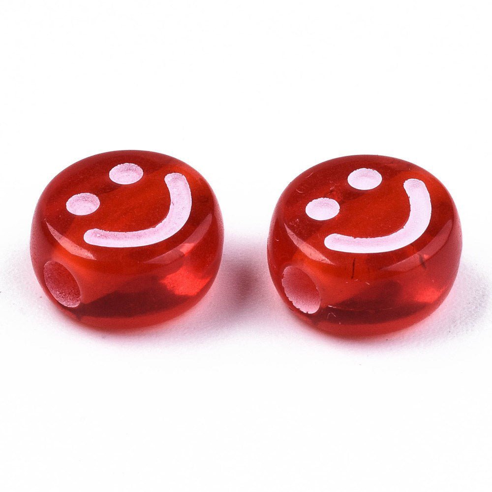Runde flache Acrylperle - Smiley - PerlineBeads