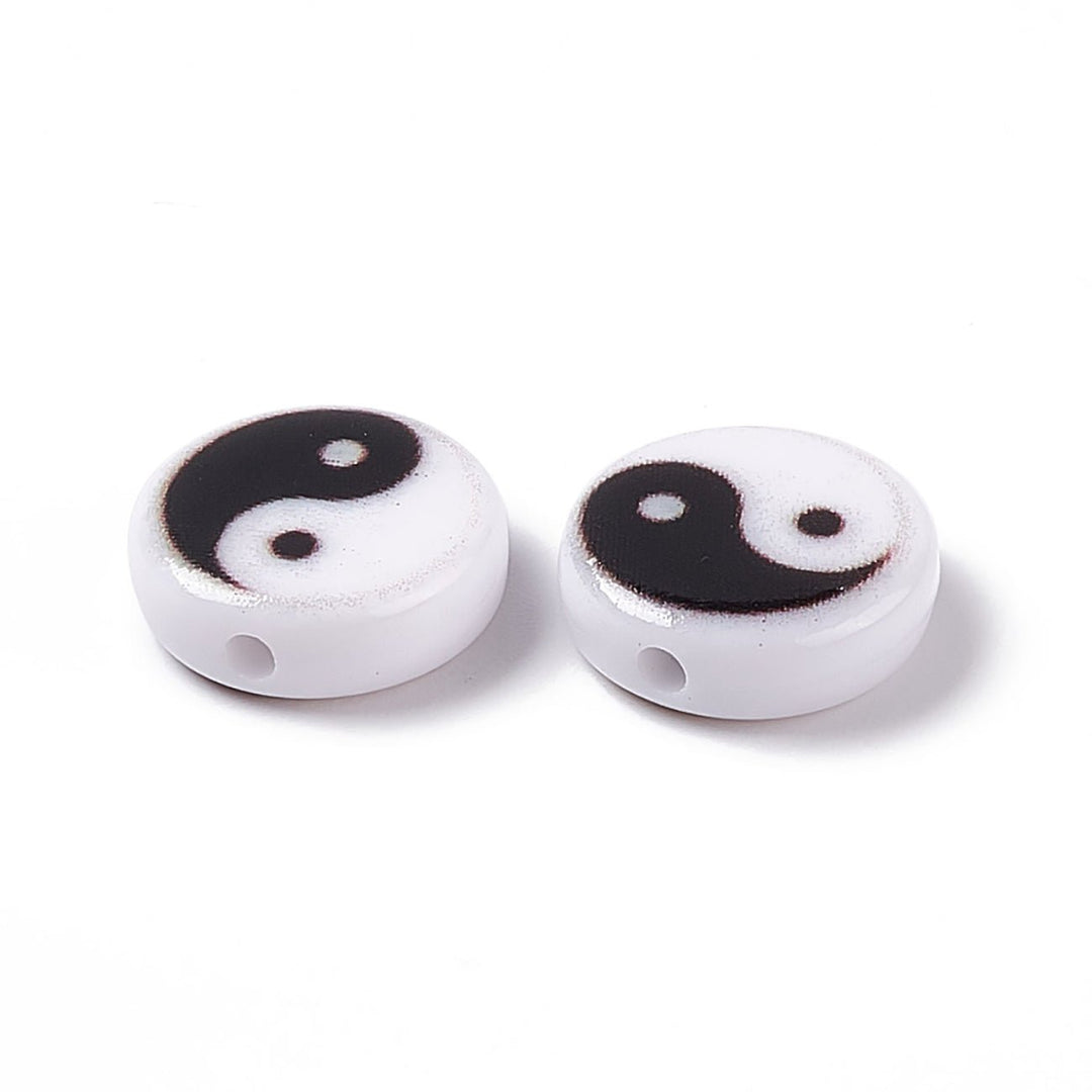 Runde flache Acrylperle - Yin Yang - PerlineBeads