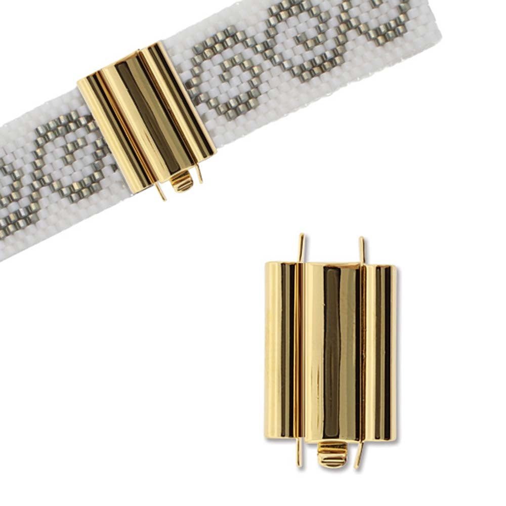 Schmuckverschluss Beadslide Bar Design 10x18 mm - vergoldet - PerlineBeads