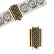 Schmuckverschluss Beadslide Cross Hatch 10x18 mm - vergoldet - PerlineBeads