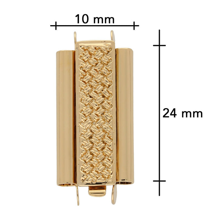 Schmuckverschluss Beadslide Cross Hatch 10x24 mm - vergoldet - PerlineBeads