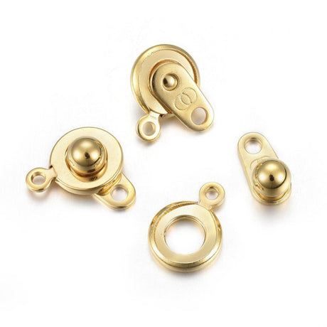 Schnappverschluss aus Edelstahl – Farbe Gold - PerlineBeads