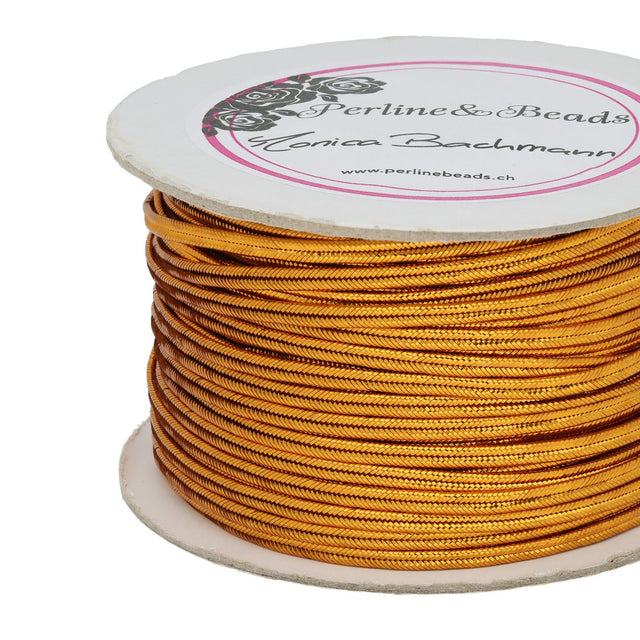Soutache-Band, ca. 3 mm – Metallic Gold Copper - PerlineBeads
